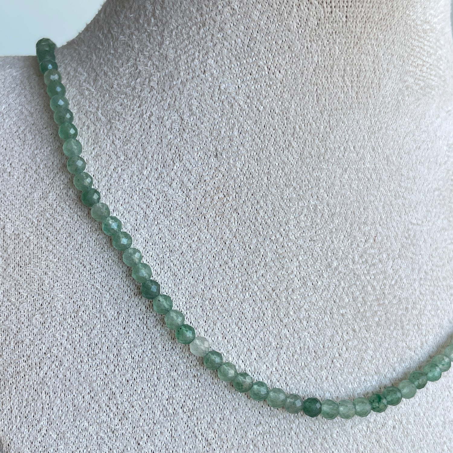 Green Aventurine Faceted Necklace 3mm