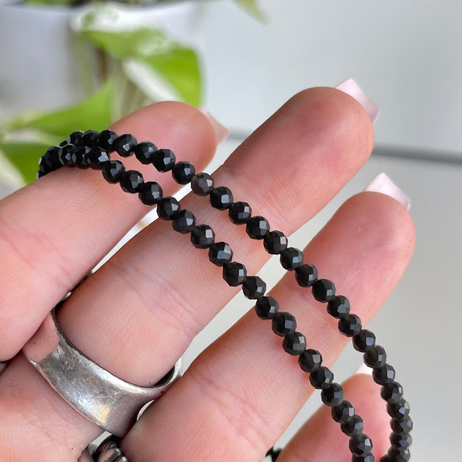Goldsheen Obsidian Faceted Necklace 3mm