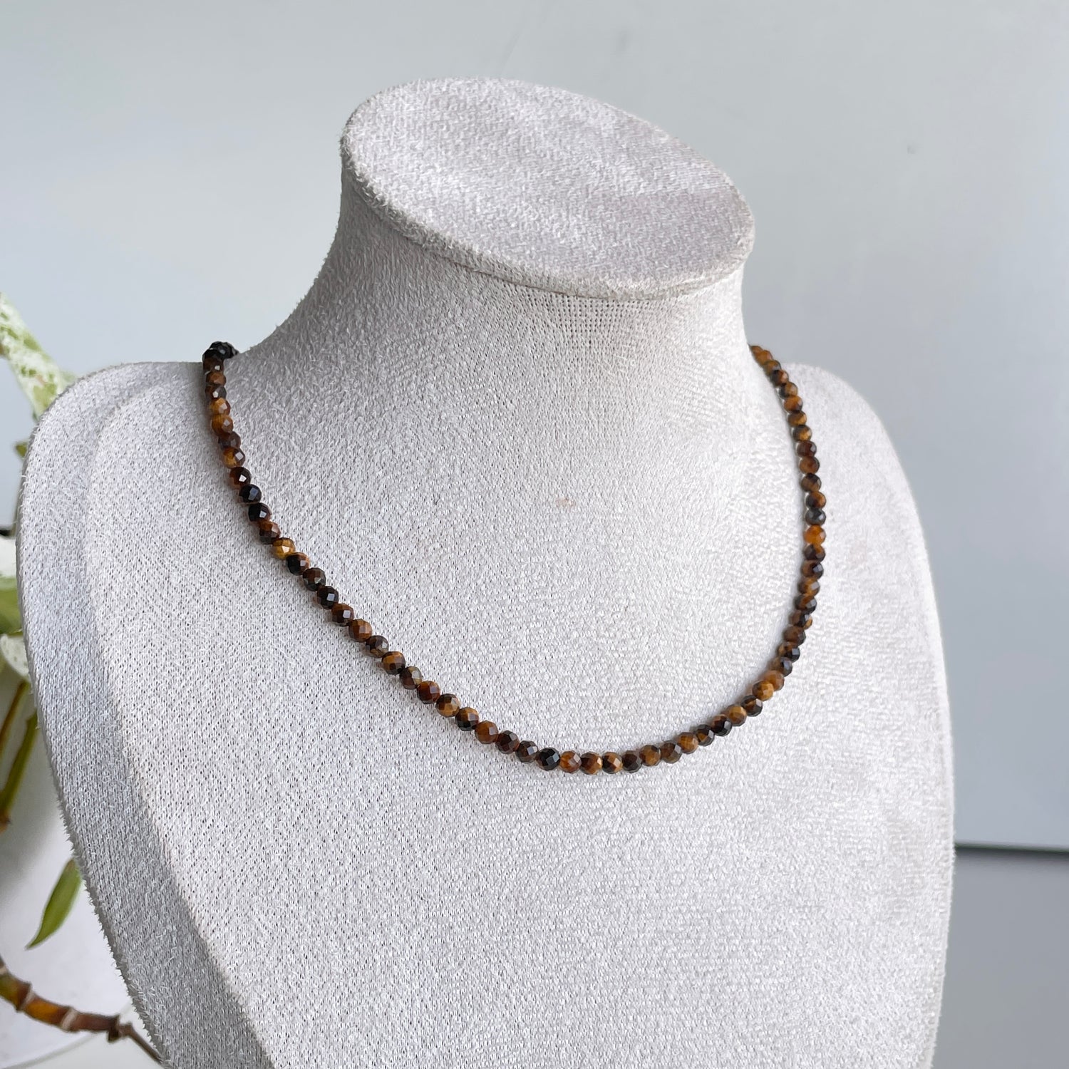 Tigers Eye Faceted Necklace 3mm