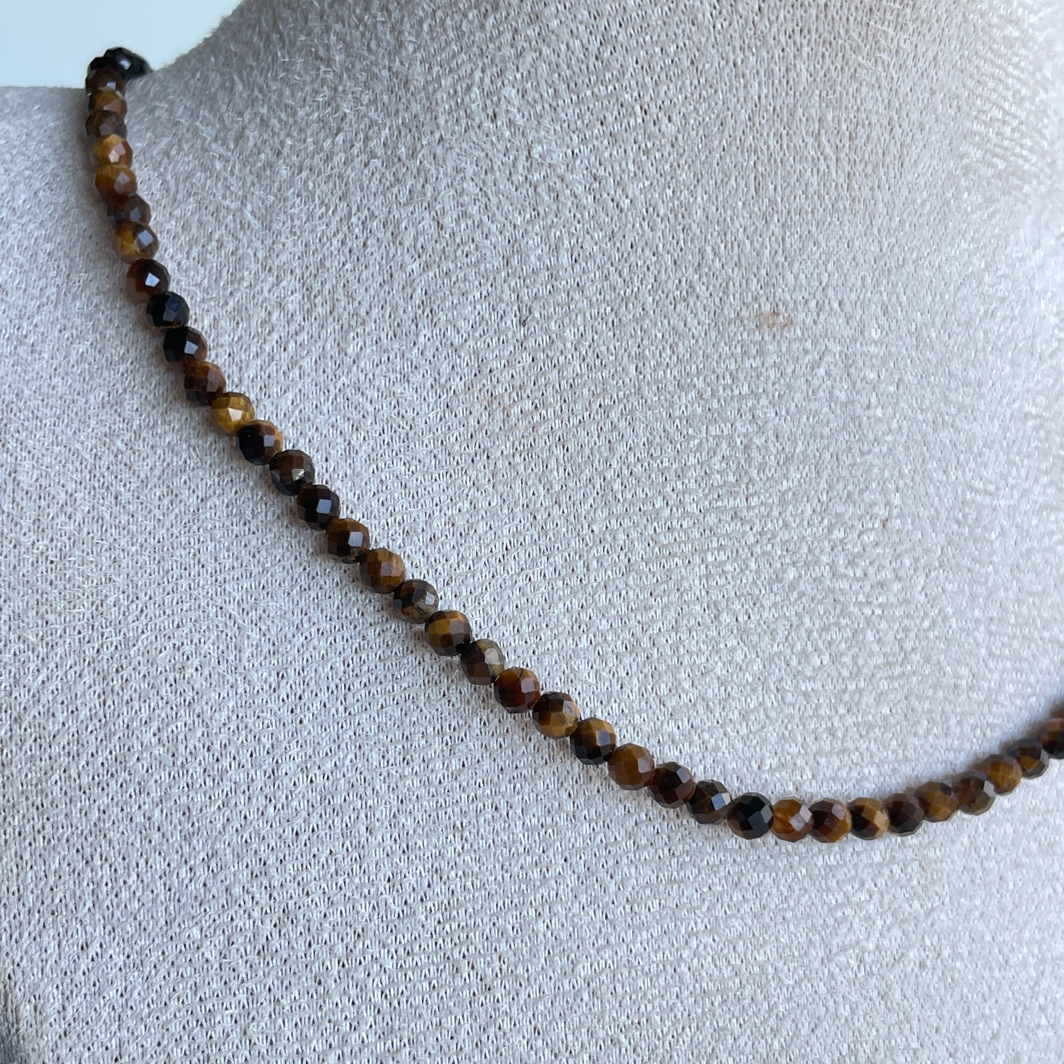 Tigers Eye Faceted Necklace 3mm