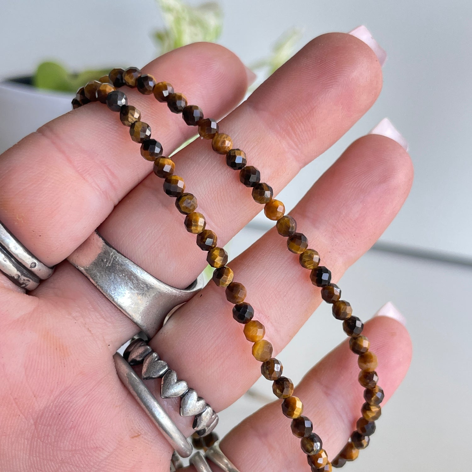 Tigers Eye Faceted Necklace 3mm