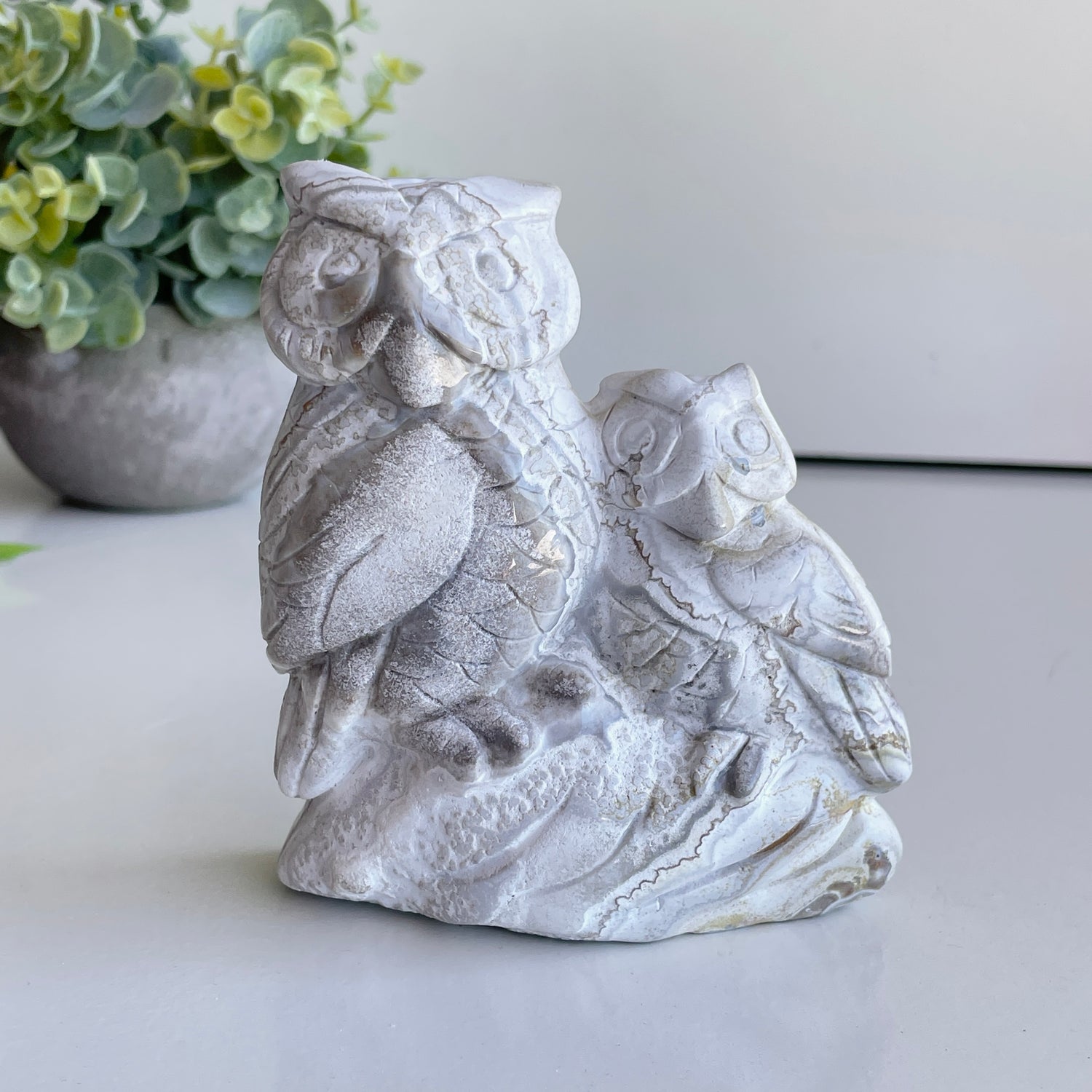 Crazy Lace Agate Owls 10.7cm