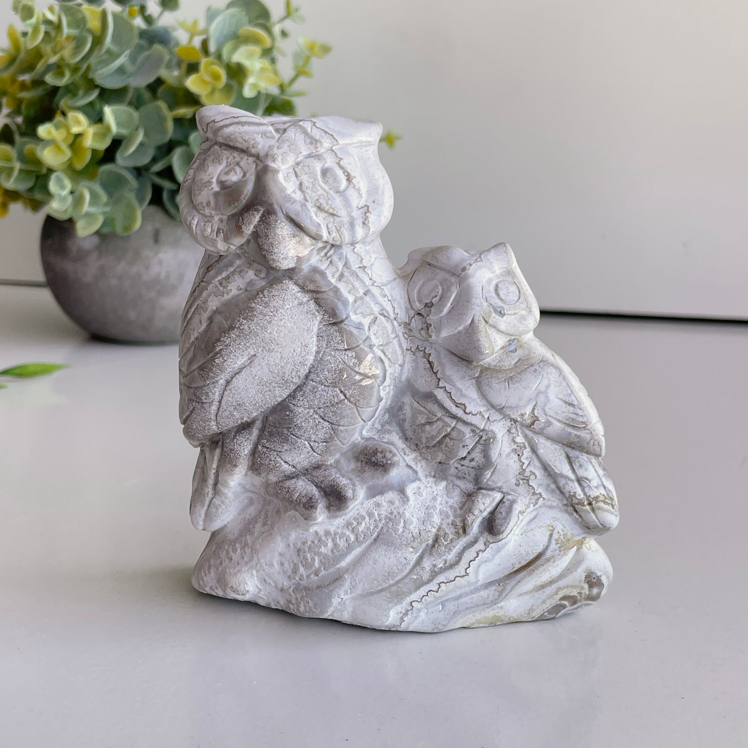 Crazy Lace Agate Owls 10.7cm