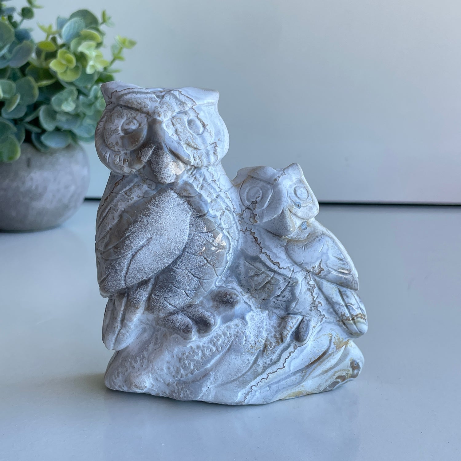 Crazy Lace Agate Owls 10.7cm