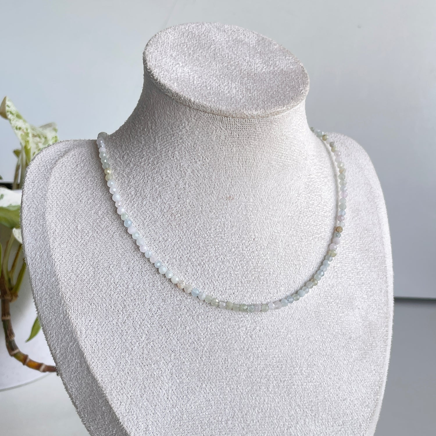 Morganite Faceted Necklace 3mm