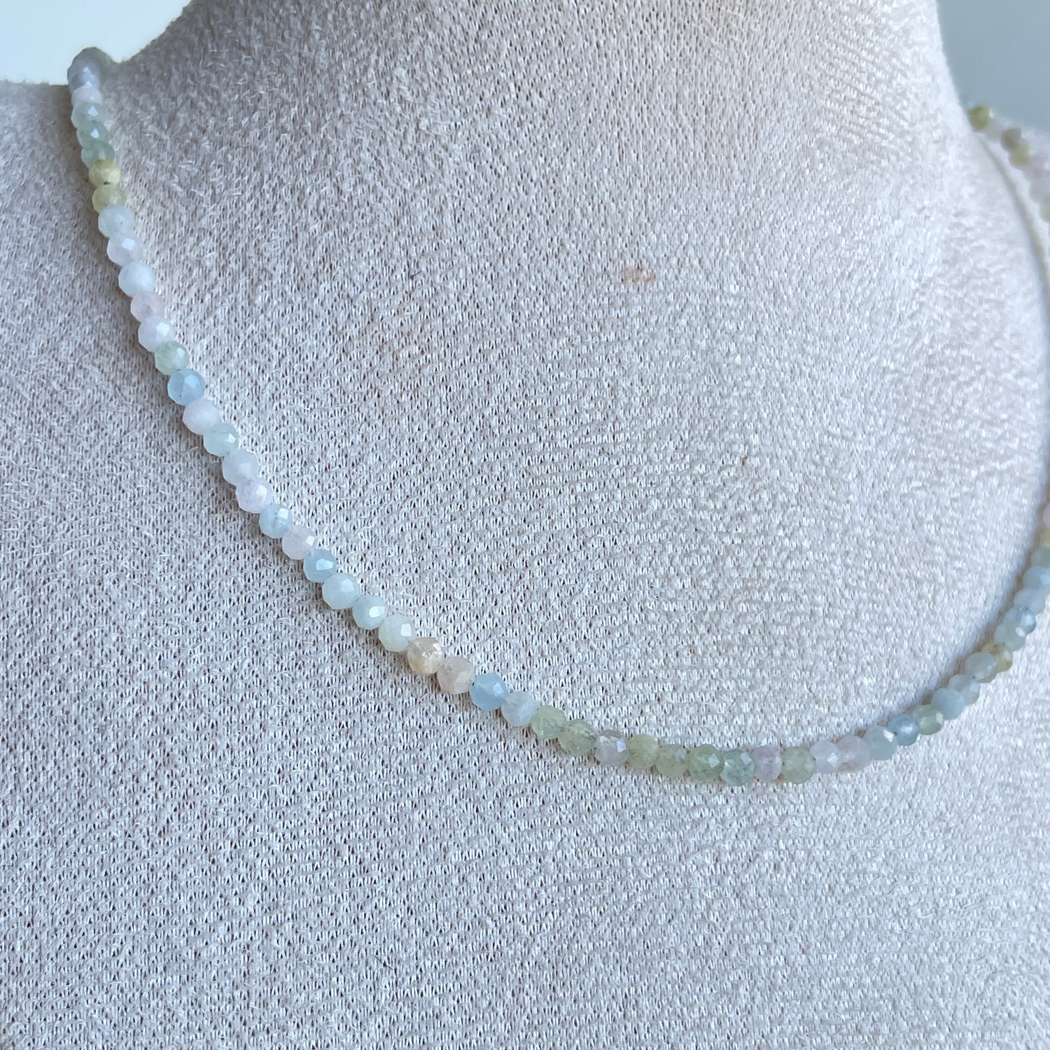 Morganite Faceted Necklace 3mm