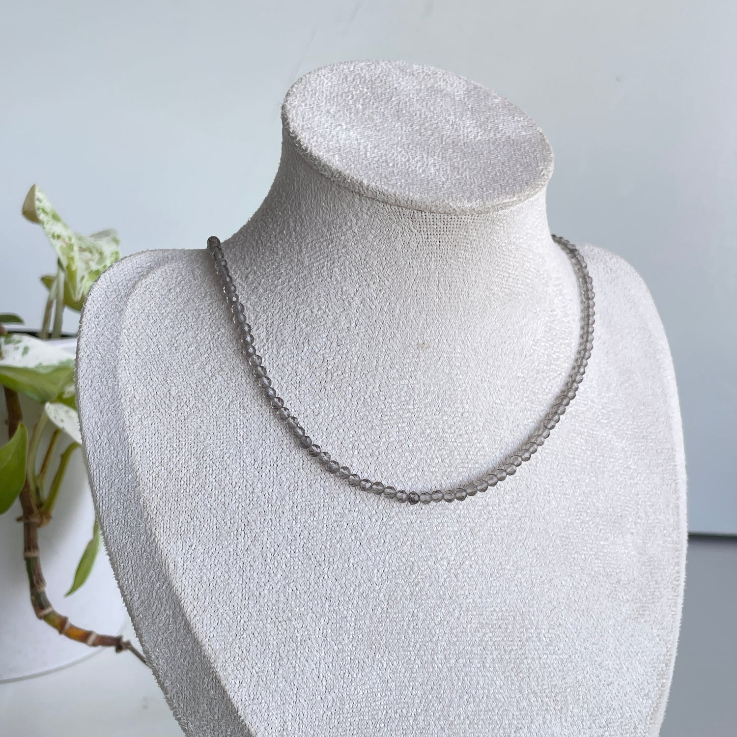 Smoky Quartz Faceted Necklace 3mm