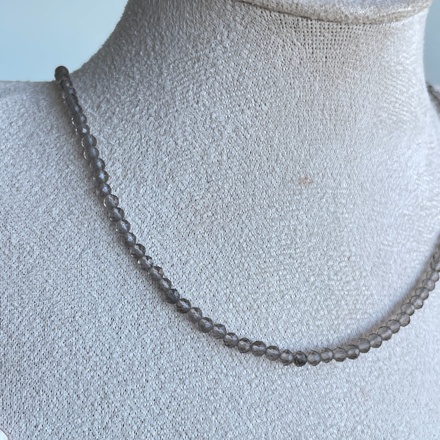 Smoky Quartz Faceted Necklace 3mm