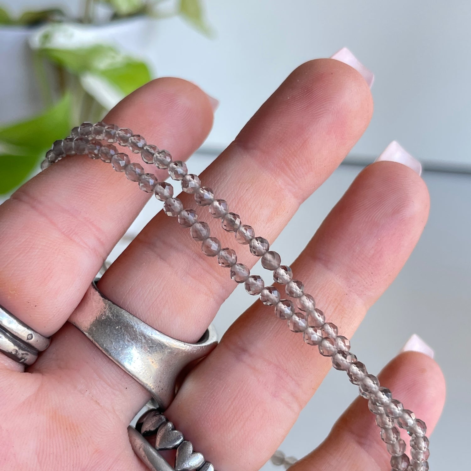 Smoky Quartz Faceted Necklace 3mm
