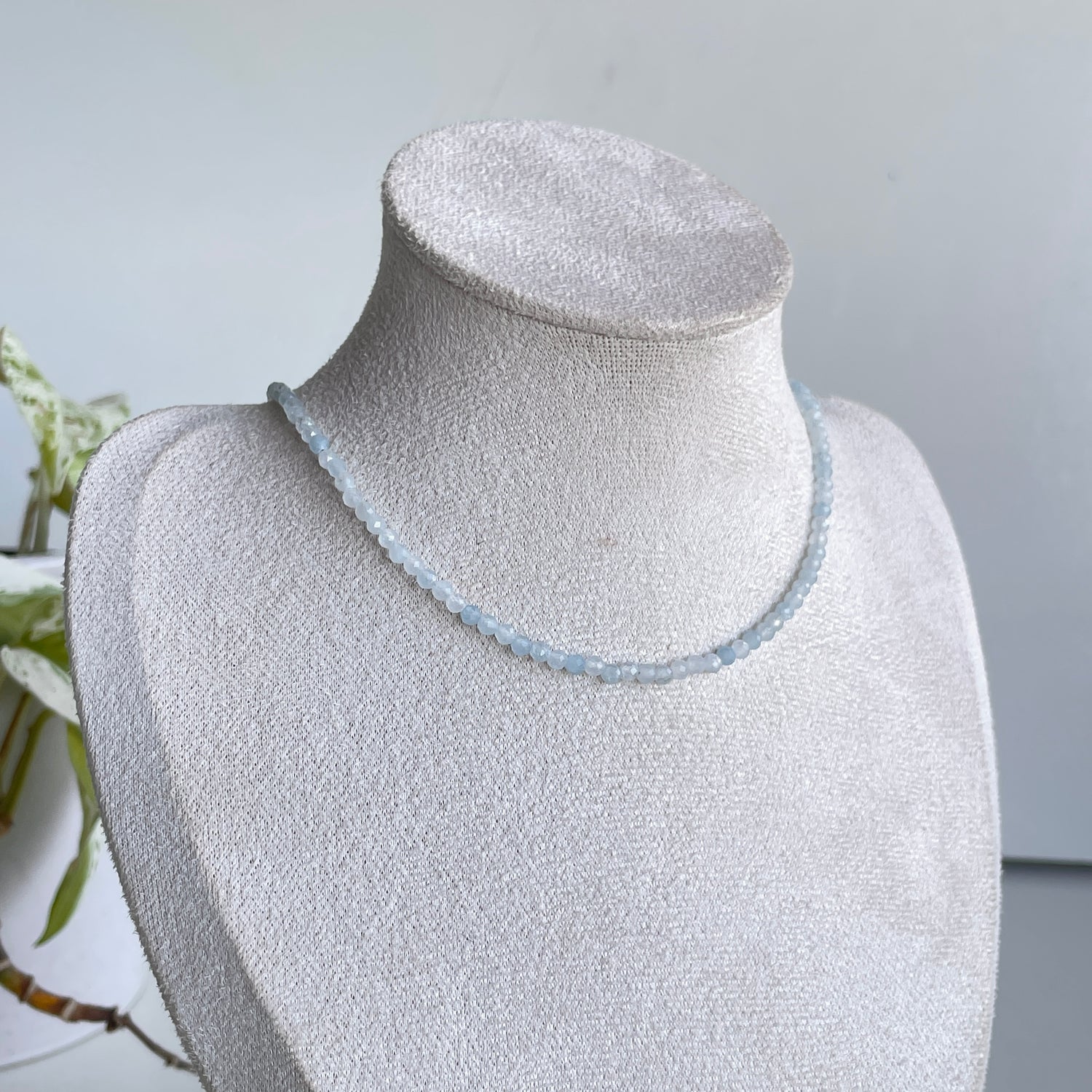 Aquamarine Faceted Necklace 3mm