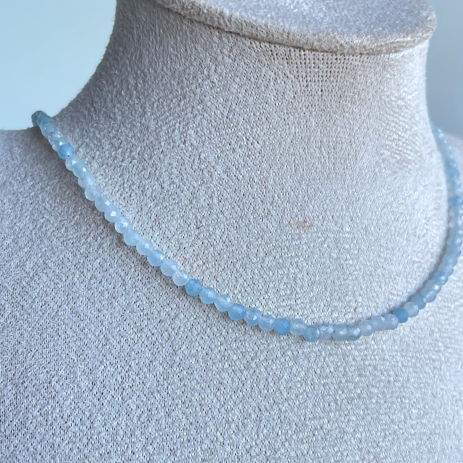 Aquamarine Faceted Necklace 3mm