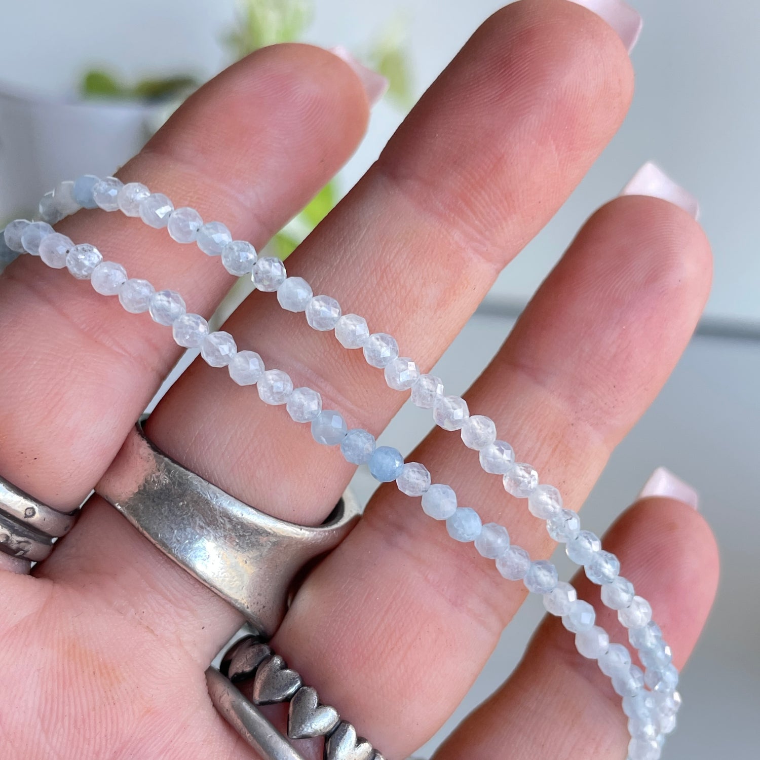 Aquamarine Faceted Necklace 3mm
