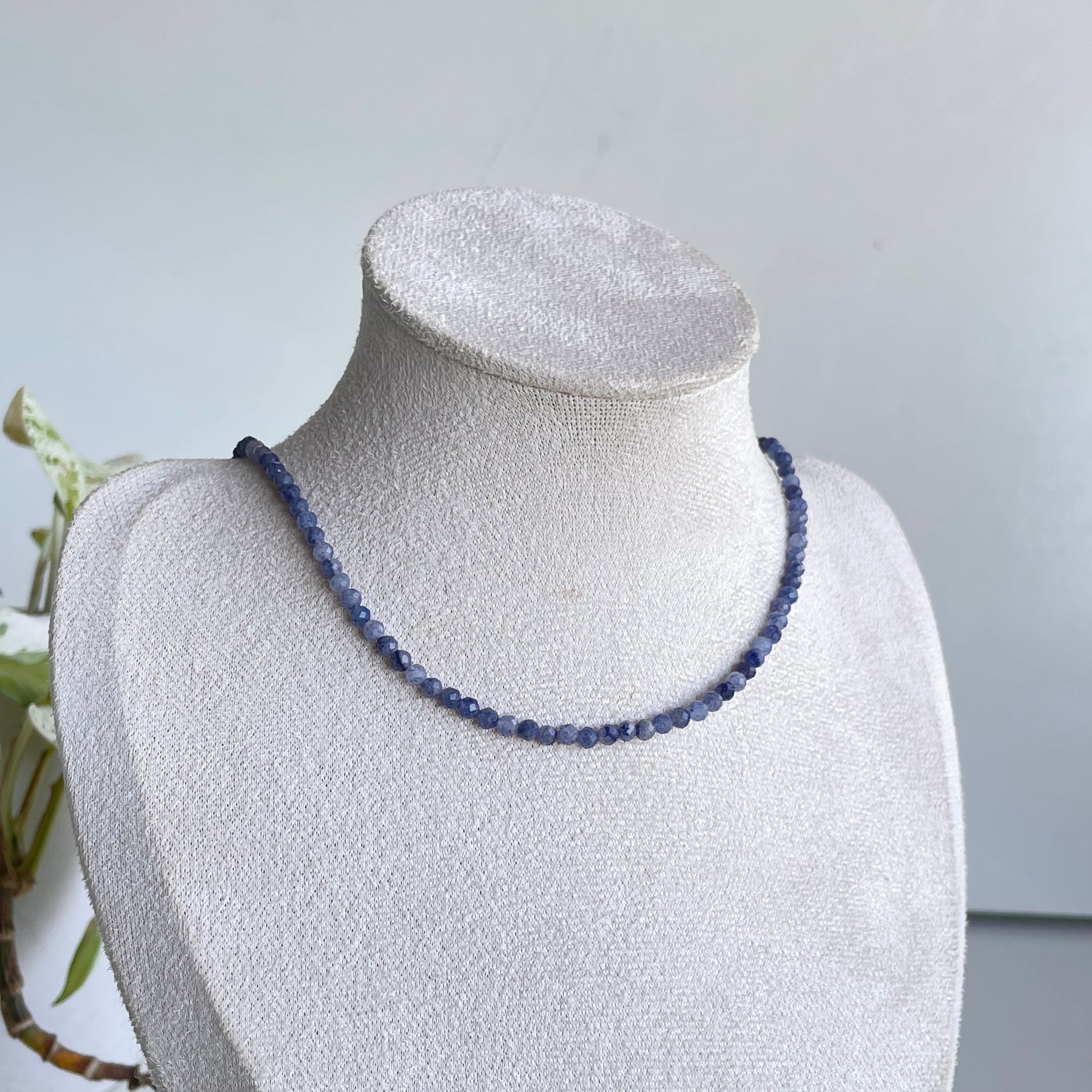 Blue Quartz Faceted Necklace 3mm