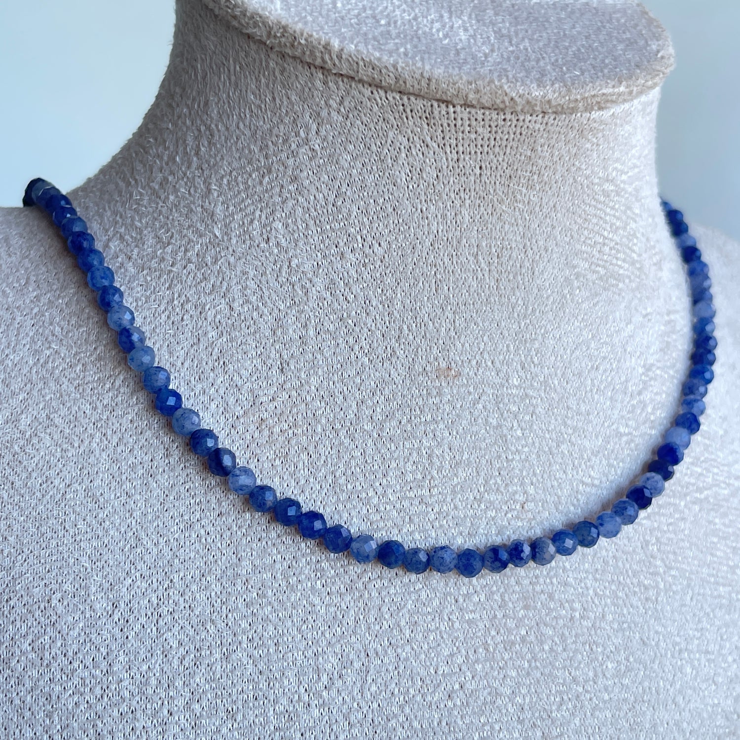 Blue Quartz Faceted Necklace 3mm
