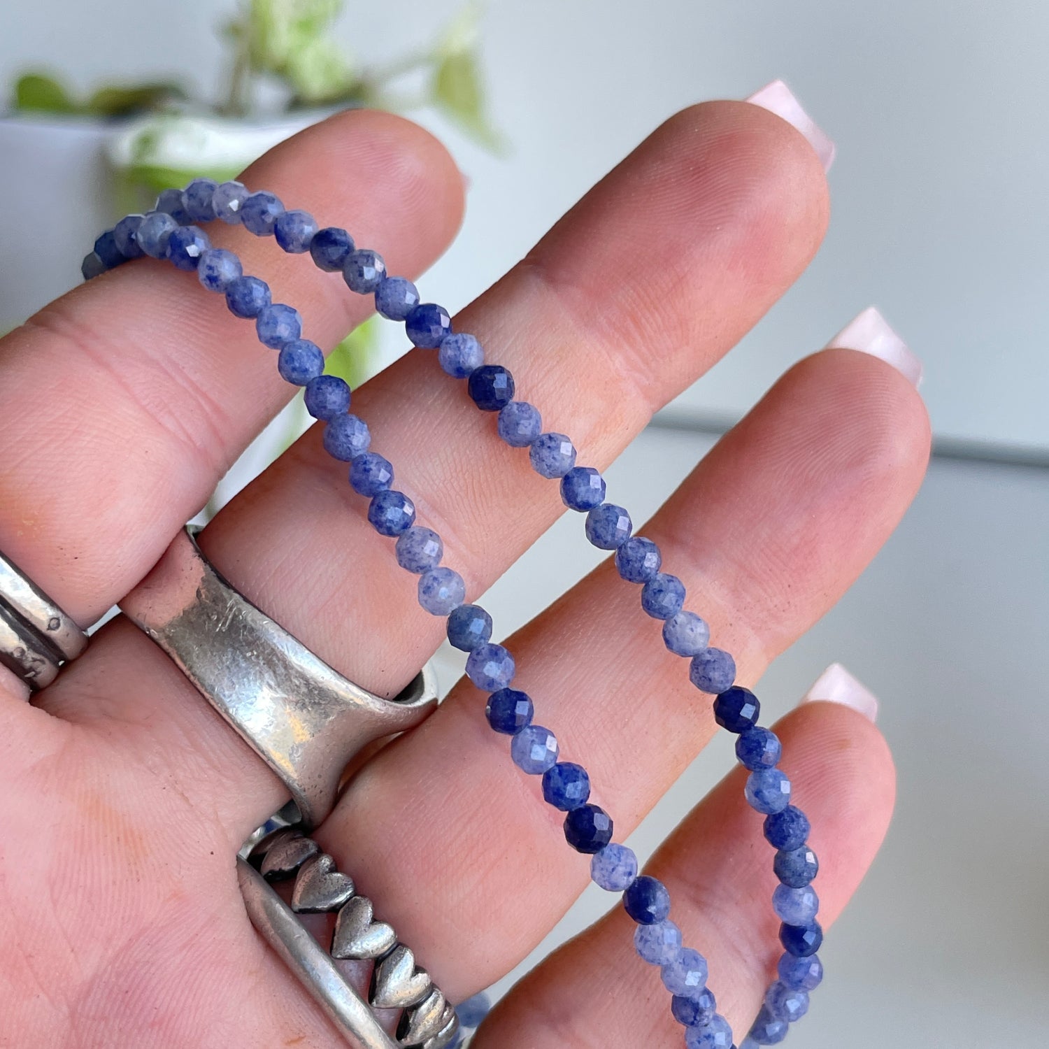 Blue Quartz Faceted Necklace 3mm