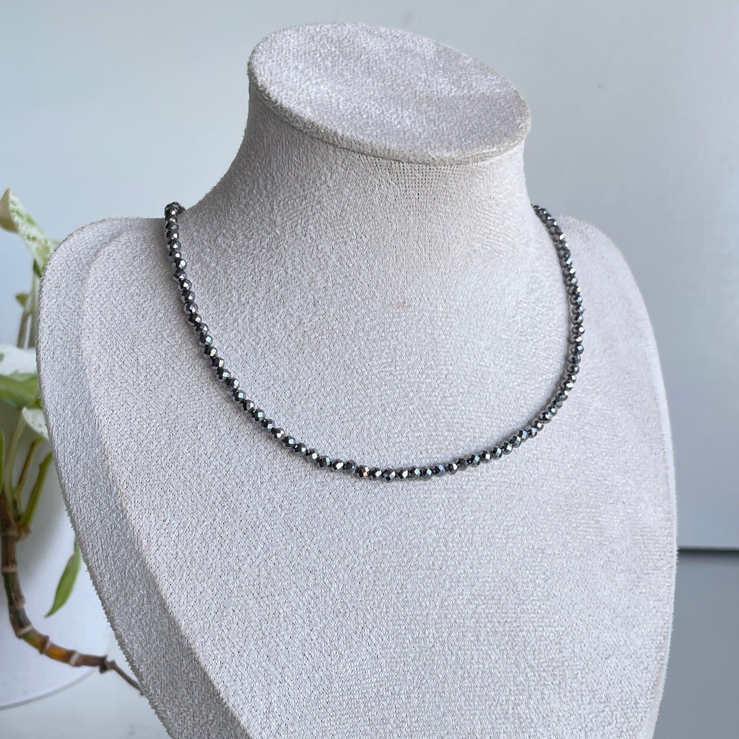 Hematite Faceted Necklace 3mm