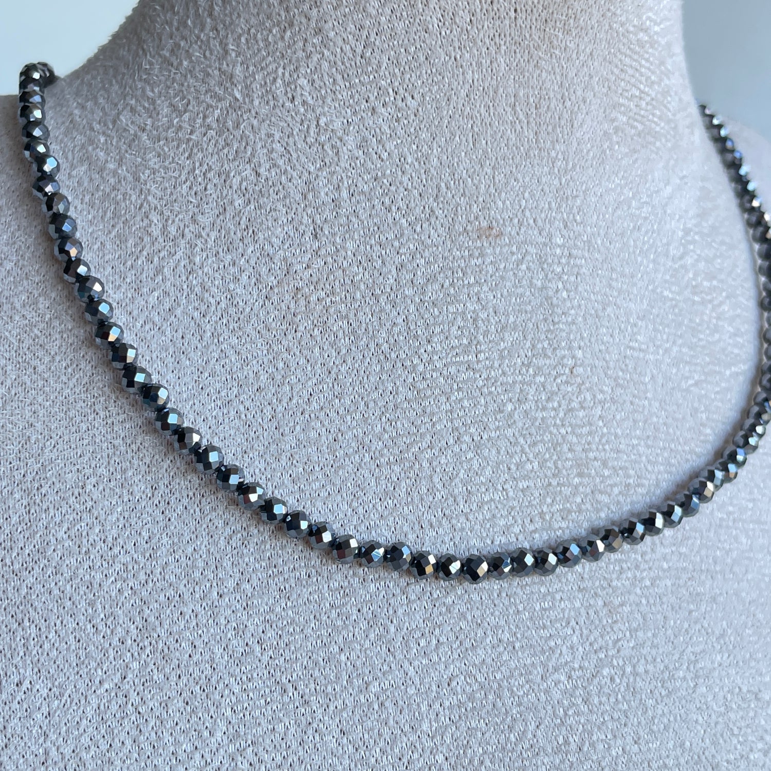 Hematite Faceted Necklace 3mm