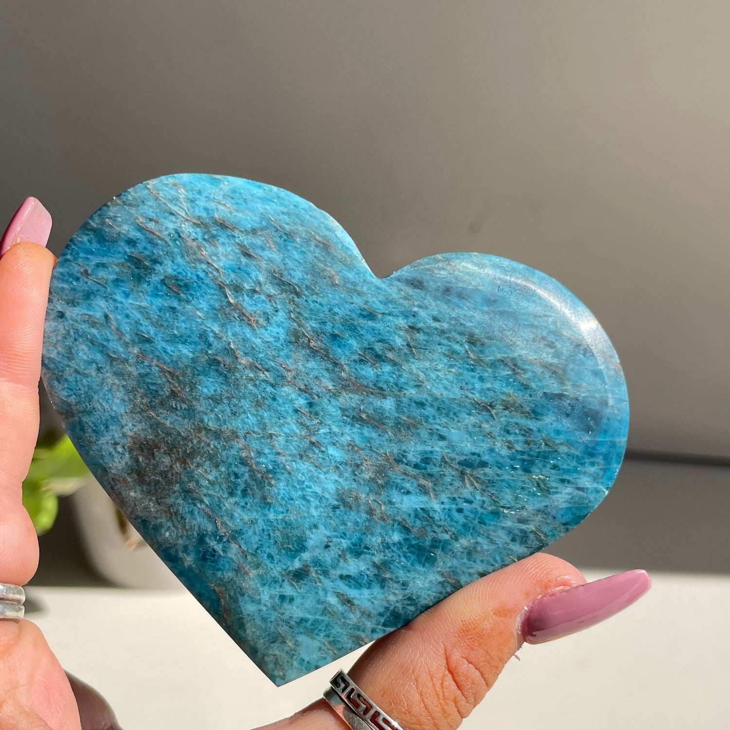 Blue Apatite Heart 9.5cm