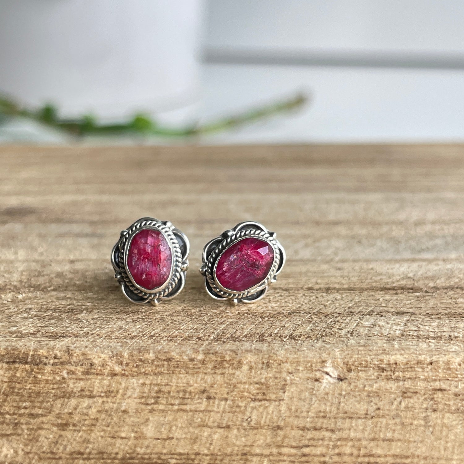 Ruby Oval Studs