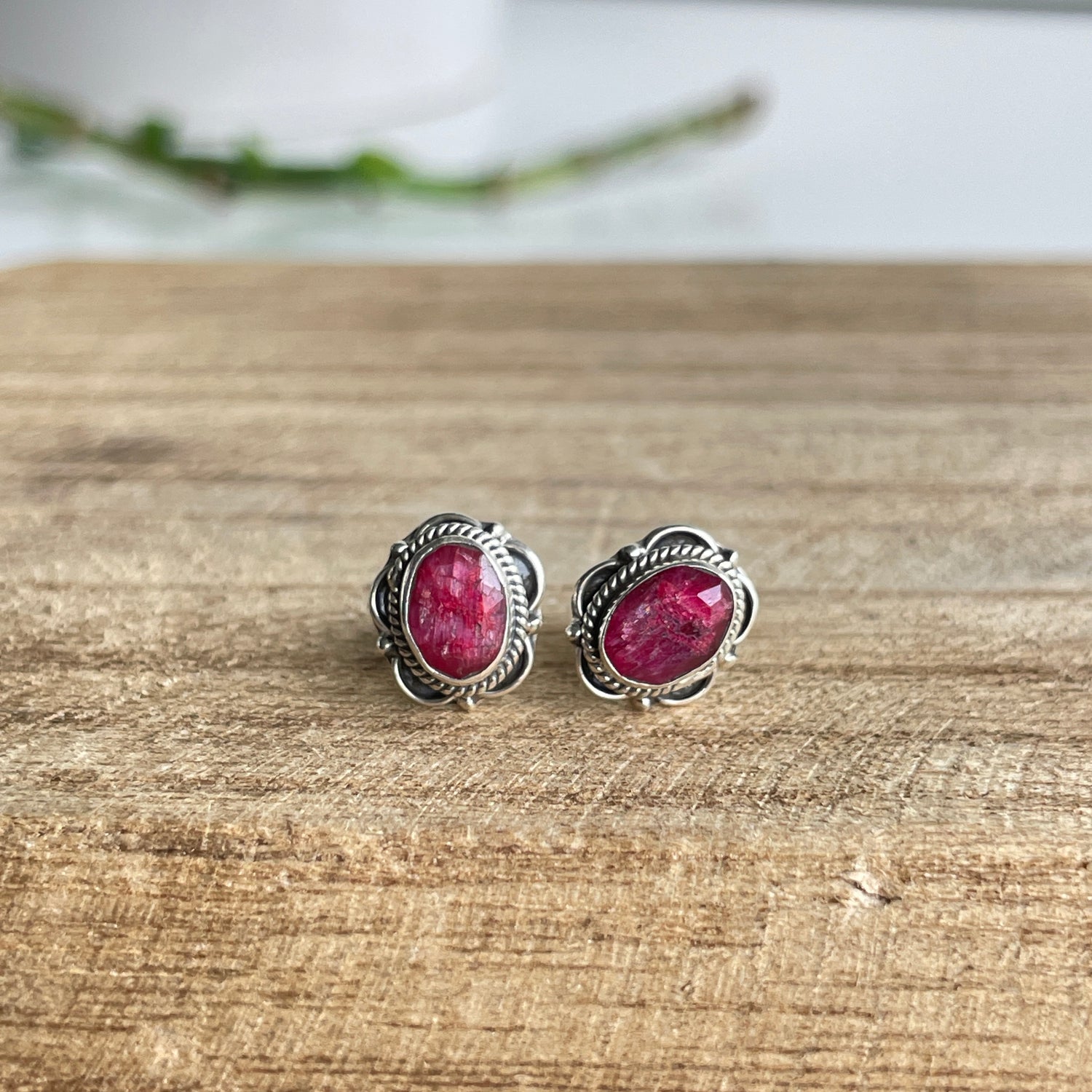 Ruby Oval Studs