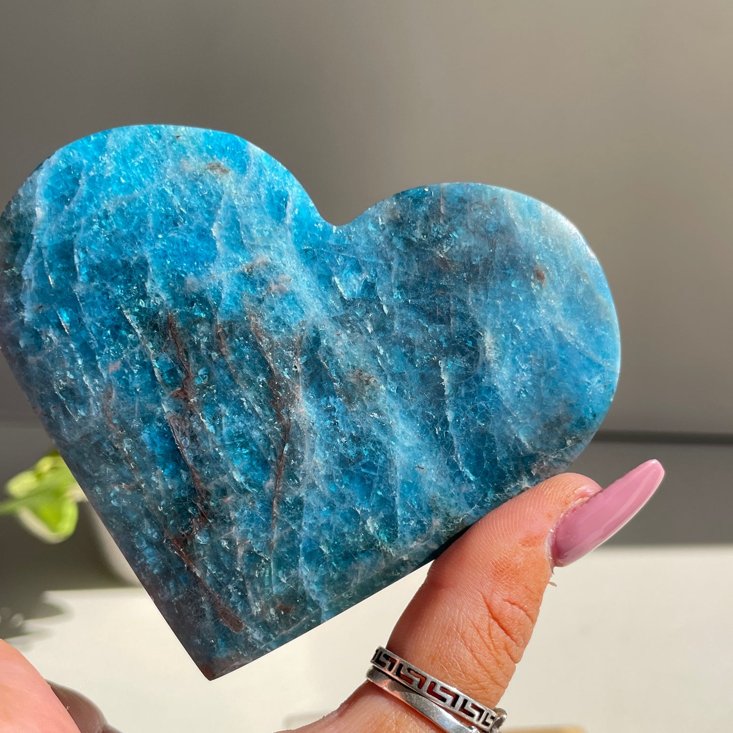 Blue Apatite Heart 9.5cm