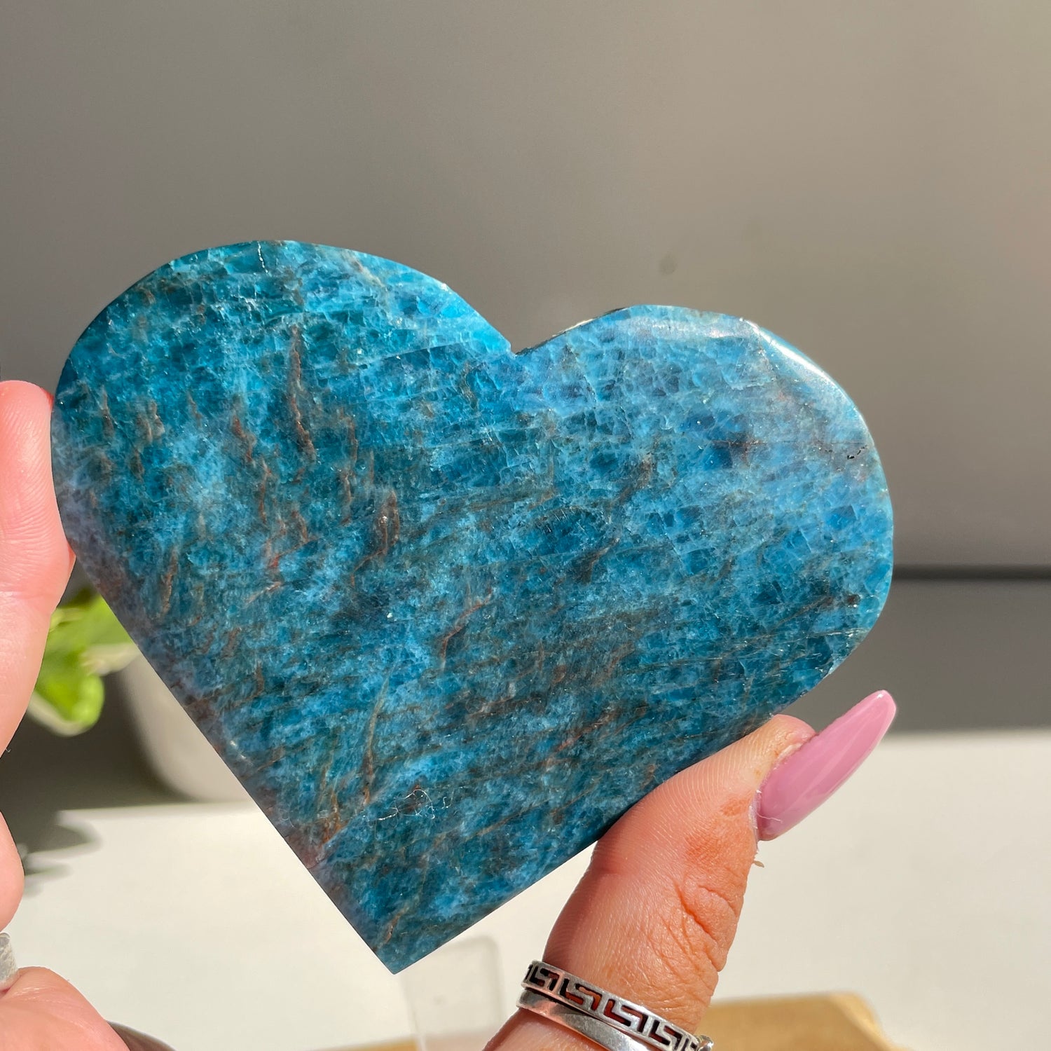 Blue Apatite Heart 9.2cm