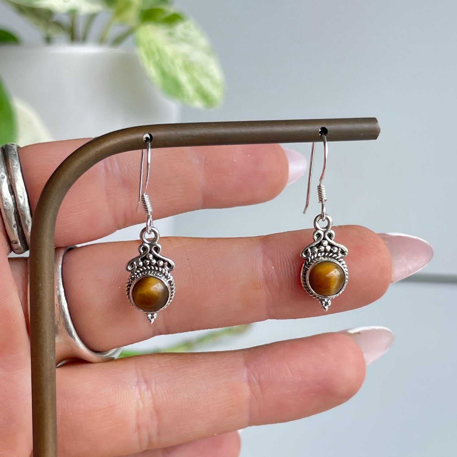 Tigers Eye Round Earrings