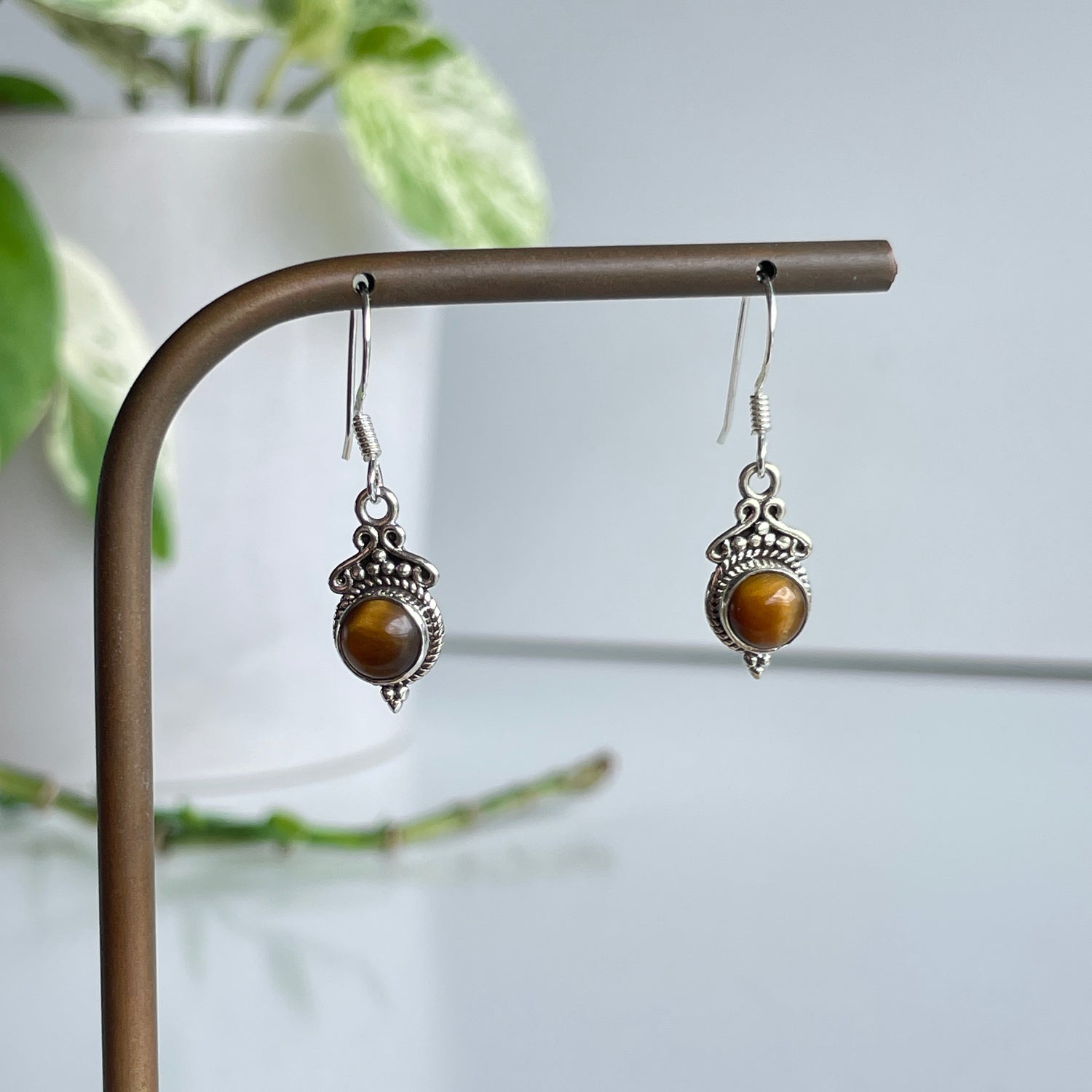 Tigers Eye Round Earrings