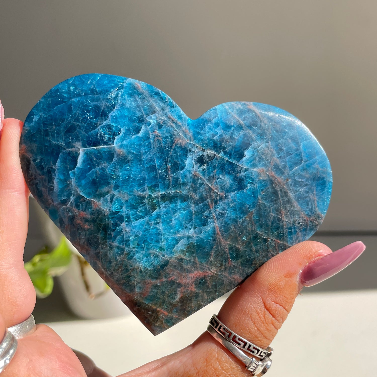 Blue Apatite Heart 9.6cm