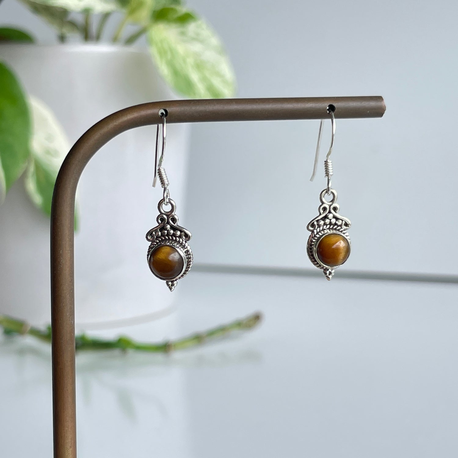 Tigers Eye Round Earrings