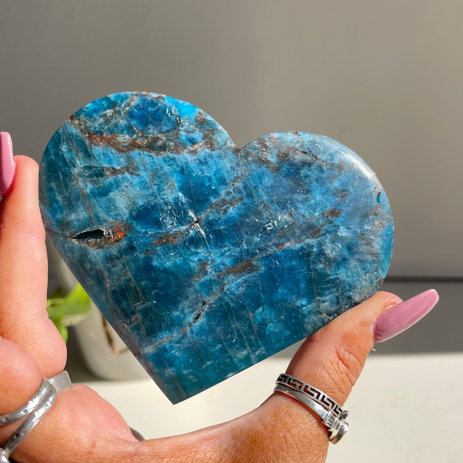 Blue Apatite Heart 10.1cm