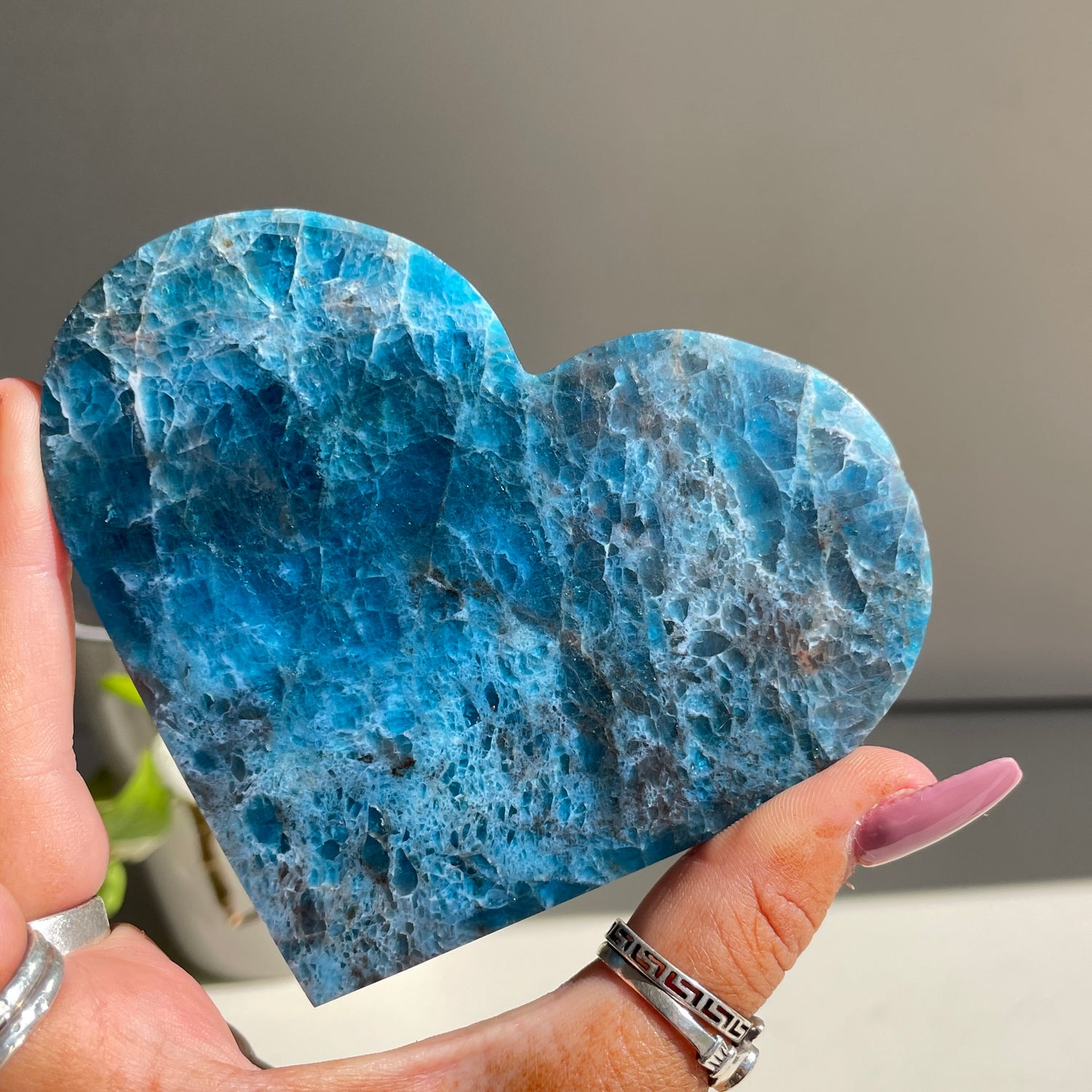 Blue Apatite Heart 10.7cm