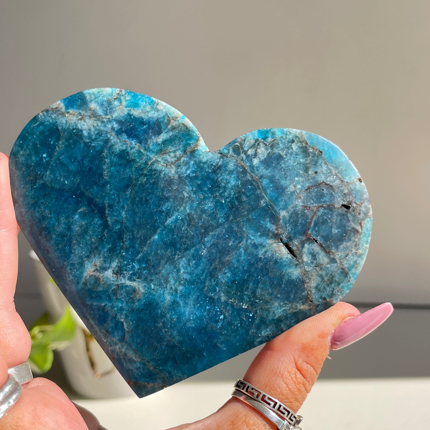 Blue Apatite Heart 10.6cm