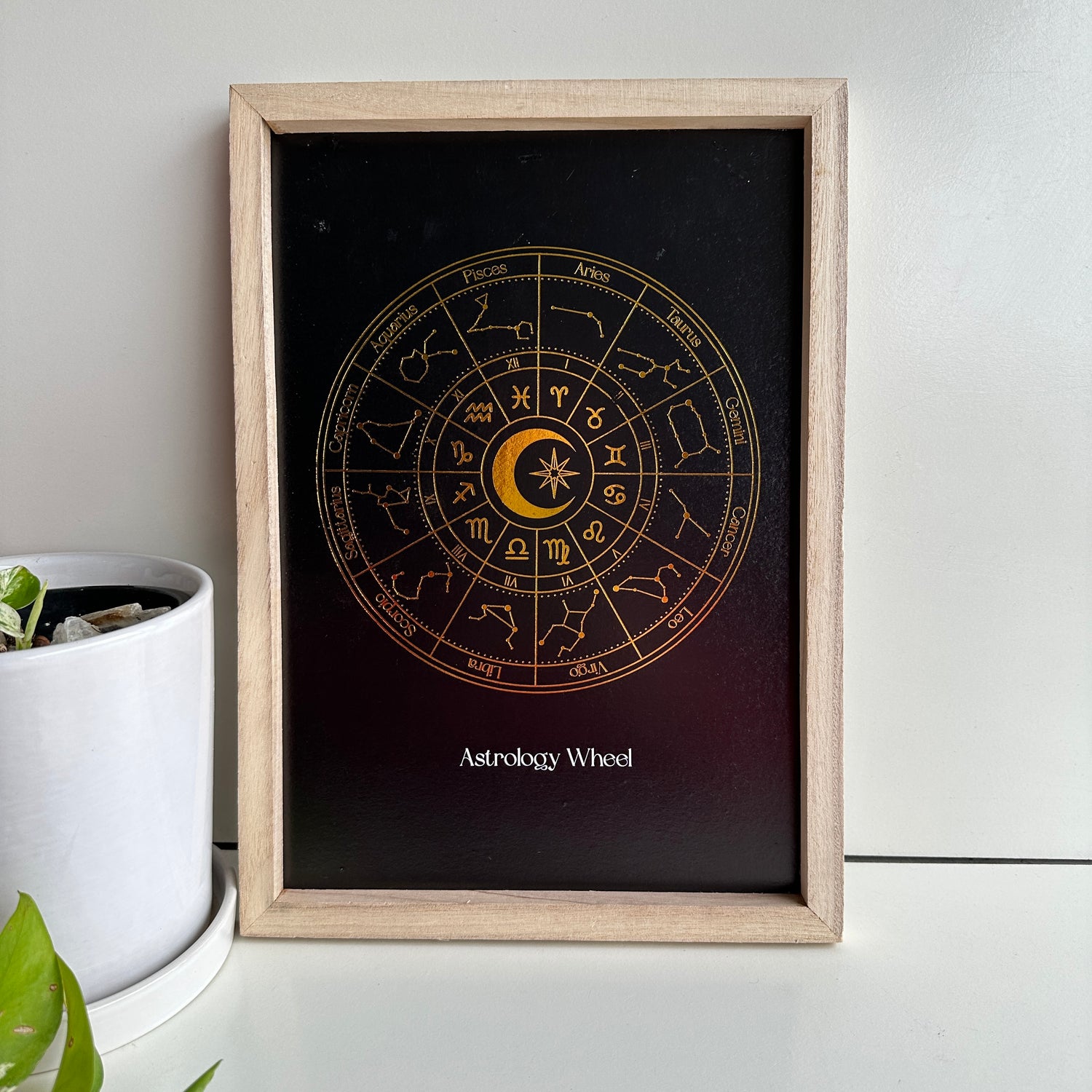 Astrology Wheel Black Gold Print