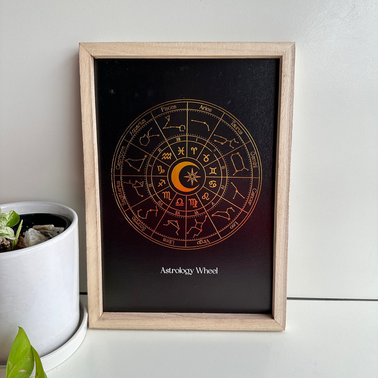 Astrology Wheel Black Gold Print