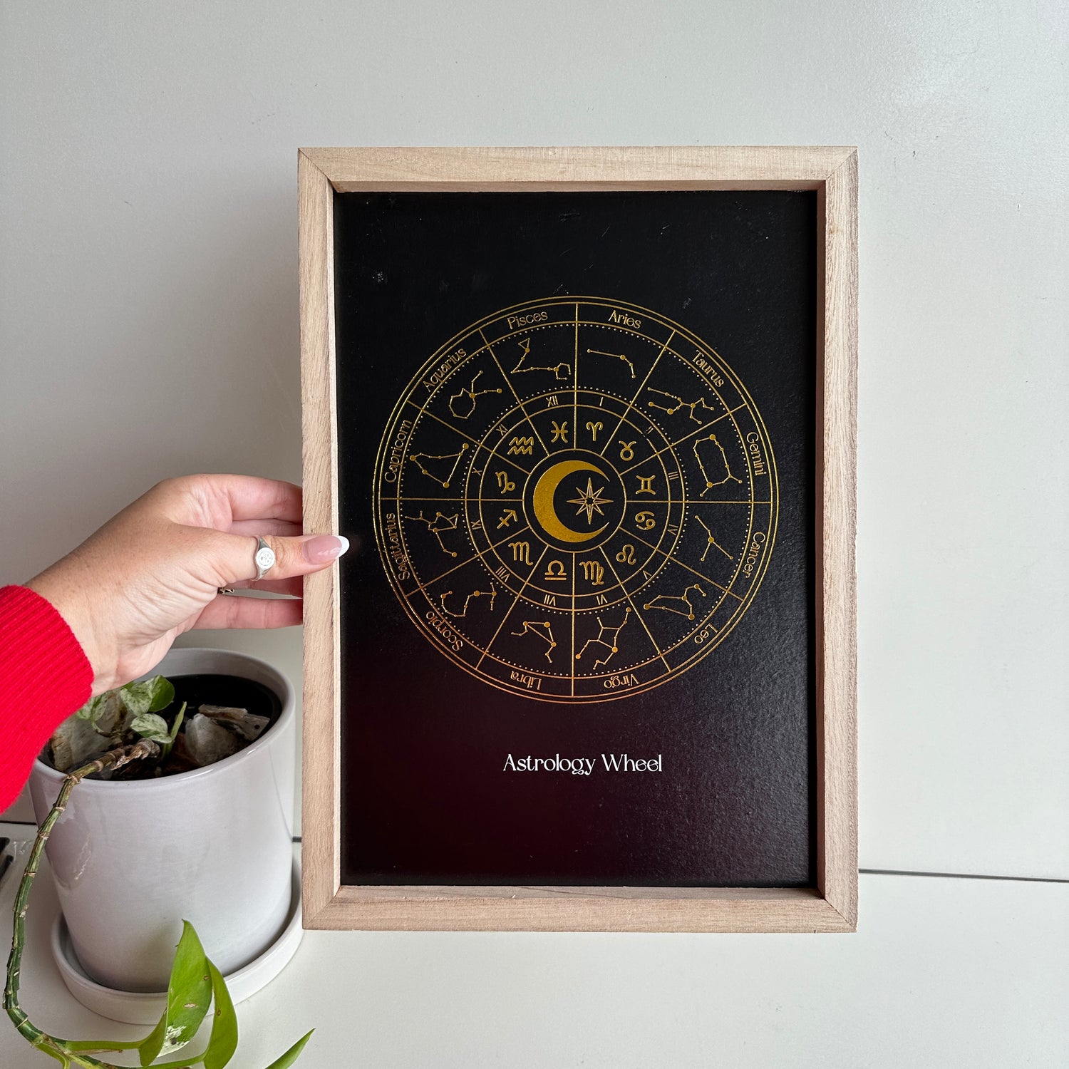 Astrology Wheel Black Gold Print