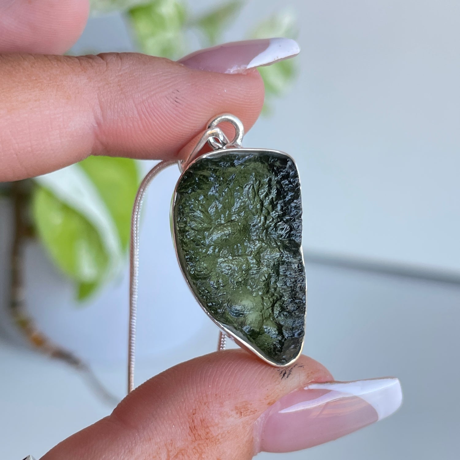 Moldavite Raw Freeform Pendant