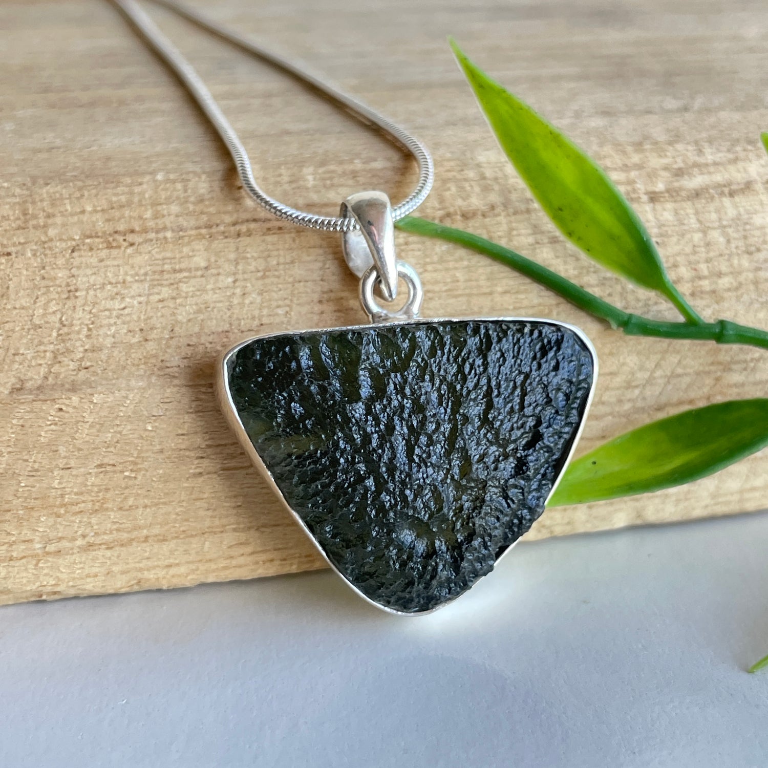 Moldavite Raw Freeform Pendant