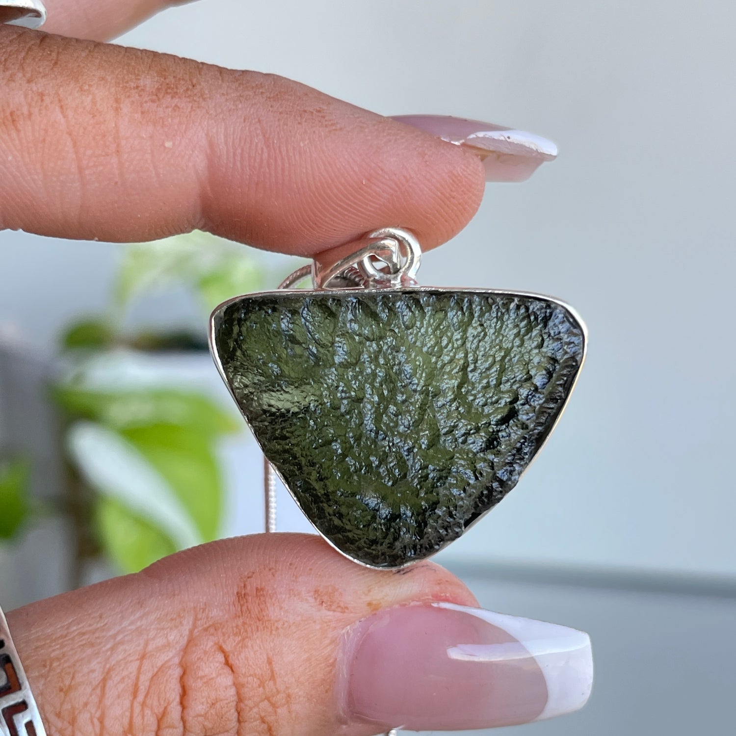 Moldavite Raw Freeform Pendant