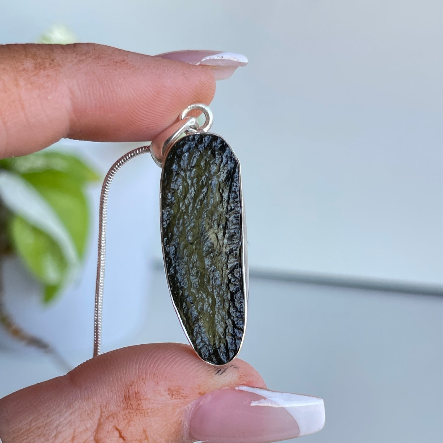 Moldavite Raw Freeform Pendant