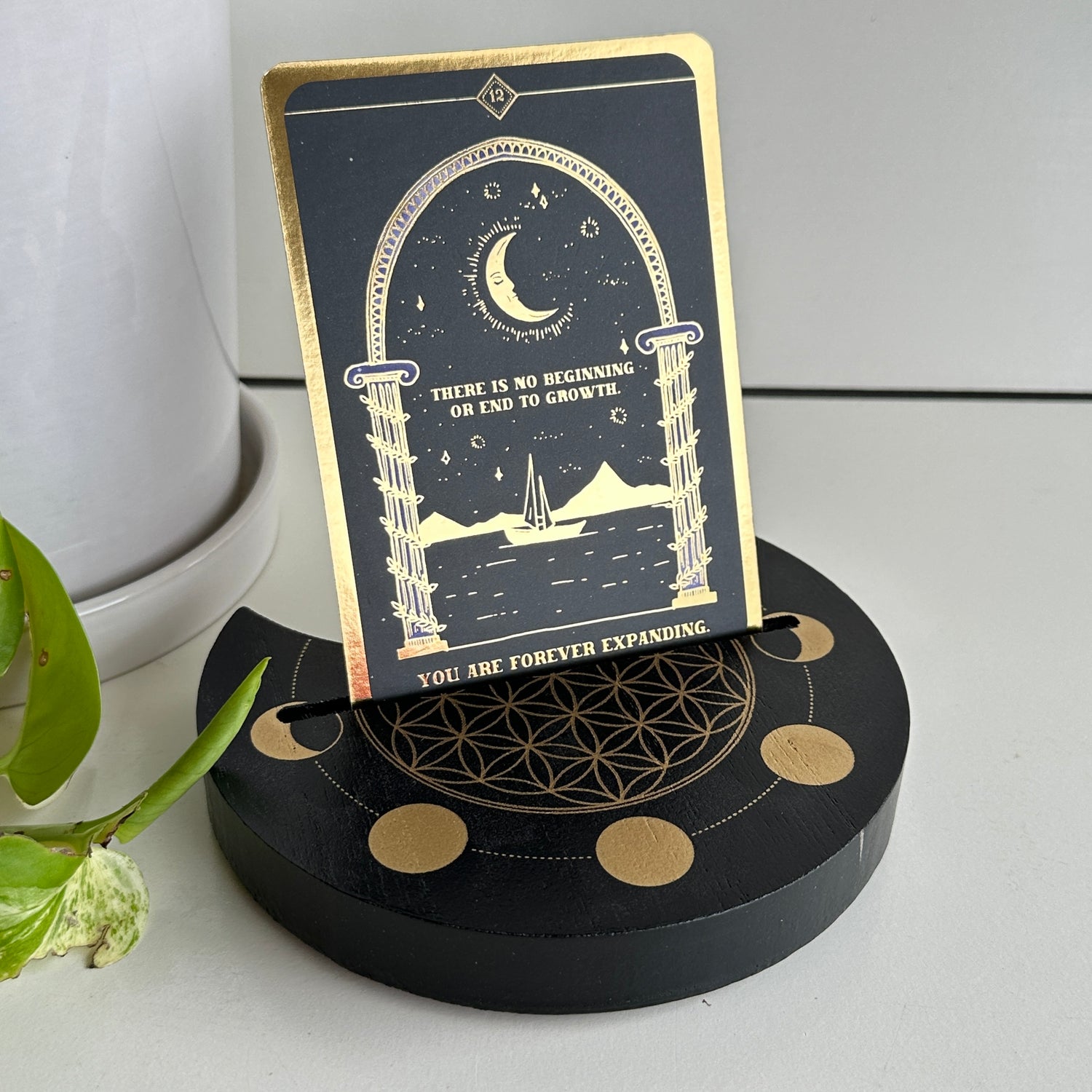 Crescent Moon Flower Of Life Card Holder TC86524
