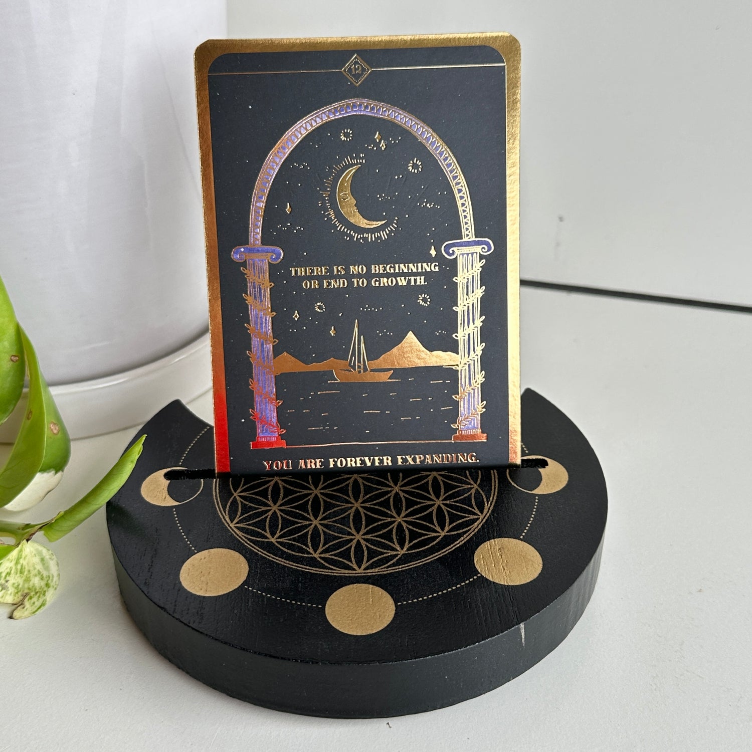 Crescent Moon Flower Of Life Card Holder TC86524