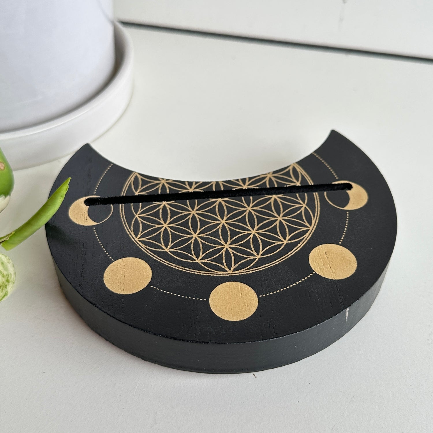Crescent Moon Flower Of Life Card Holder TC86524