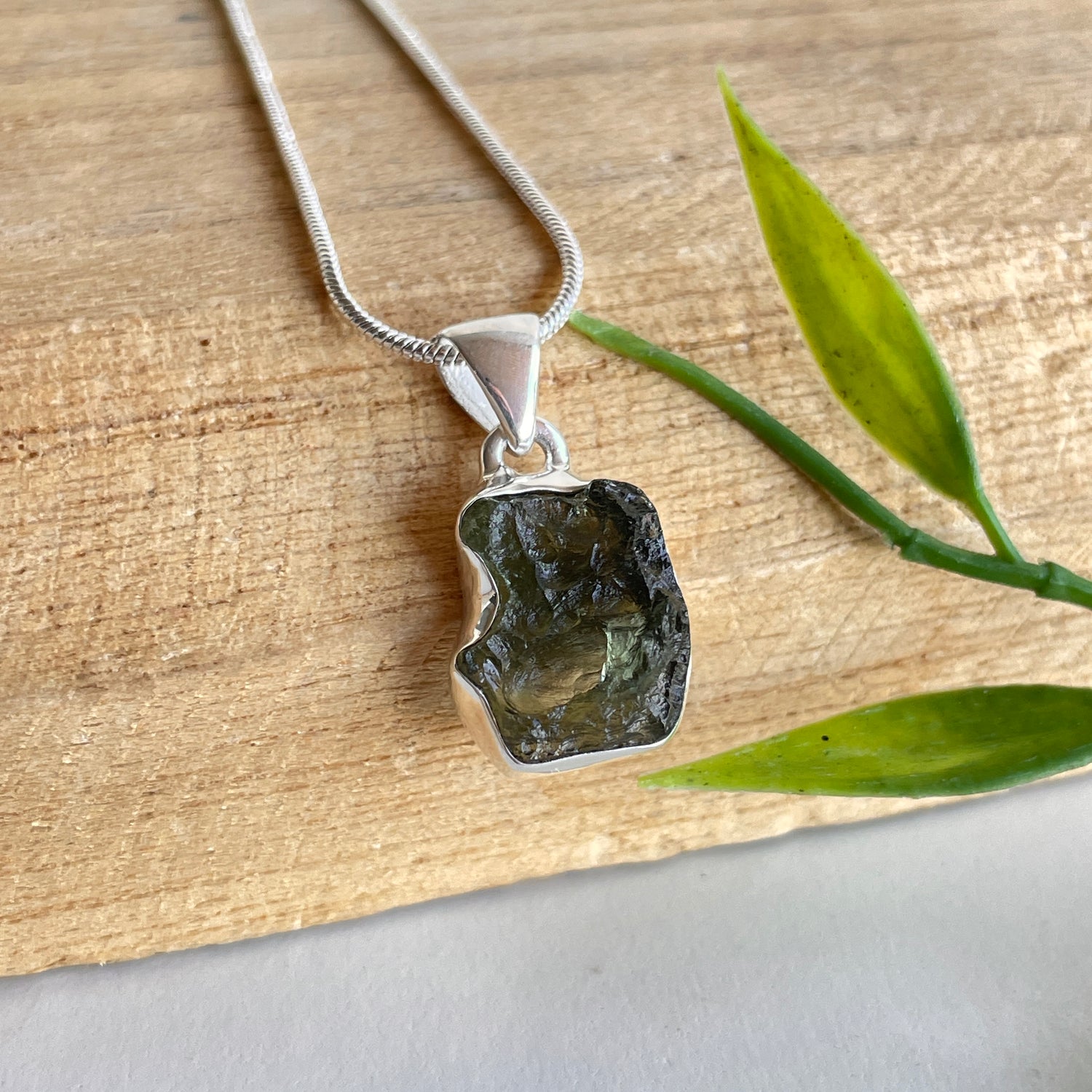 Moldavite Freeform Pendant