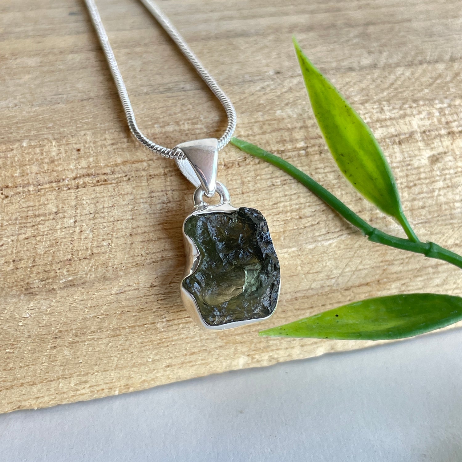 Moldavite Freeform Pendant