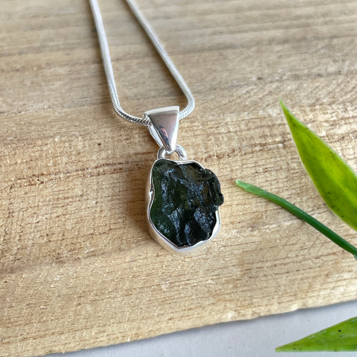 Moldavite Freeform Pendant