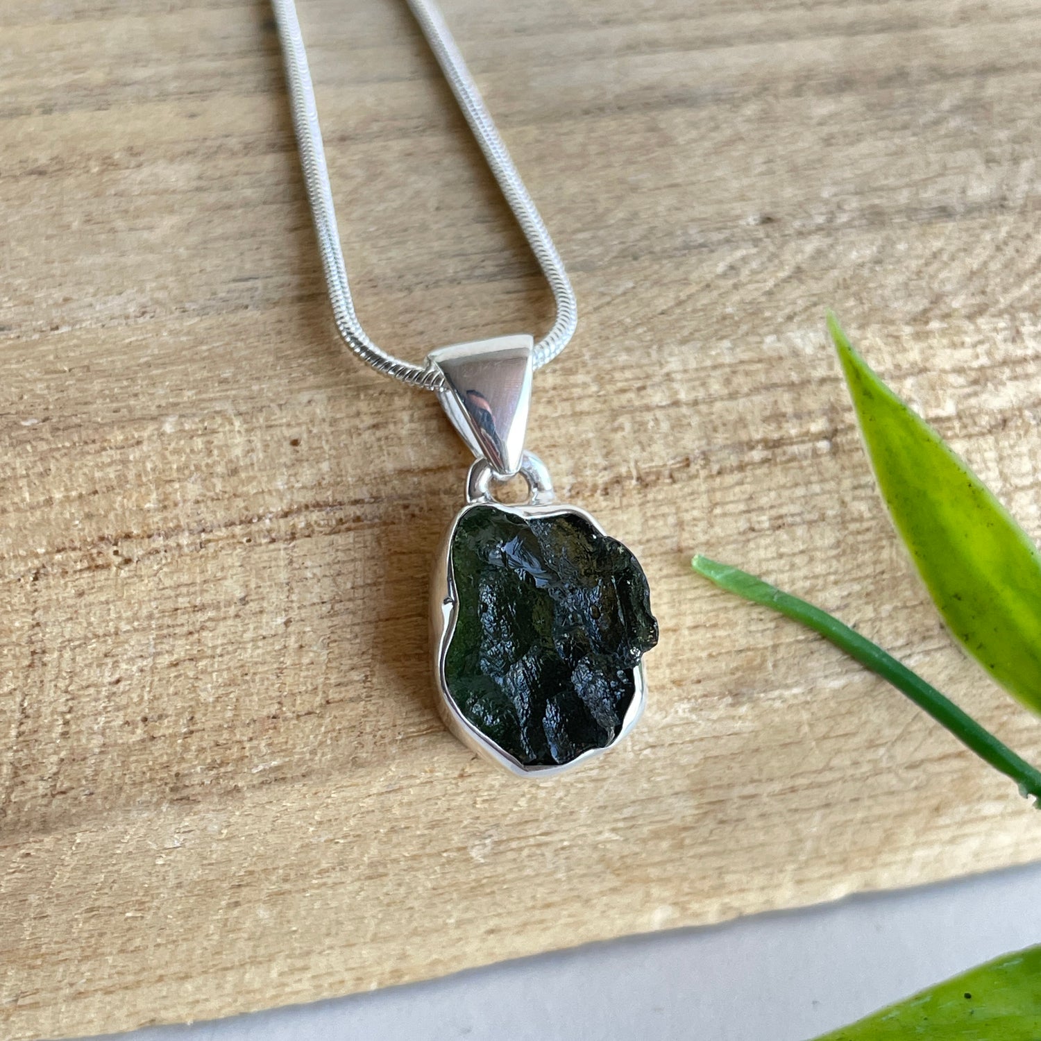 Moldavite Freeform Pendant