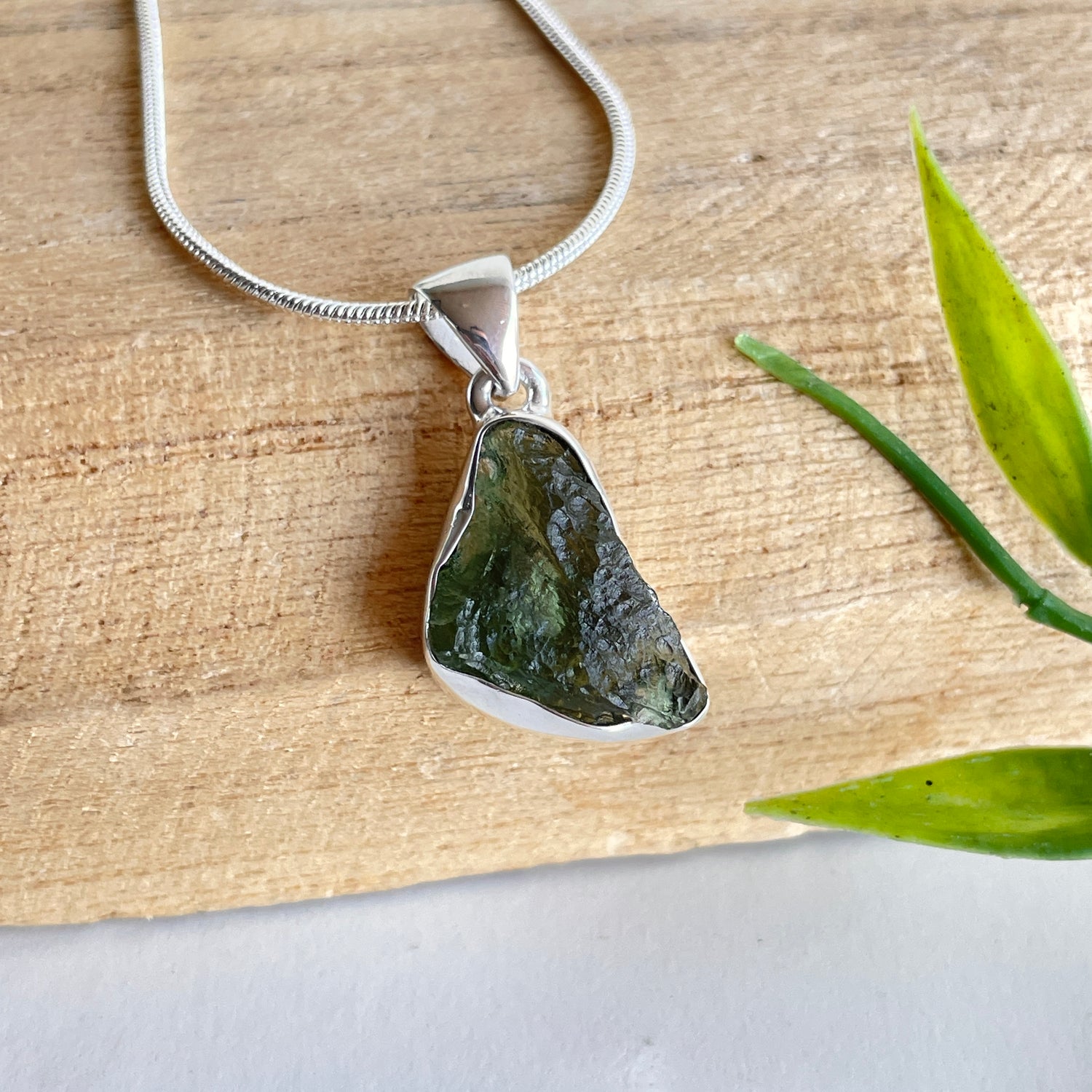 Moldavite Freeform Pendant