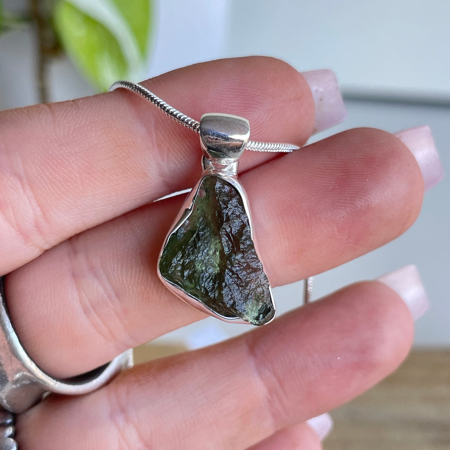 Moldavite Freeform Pendant