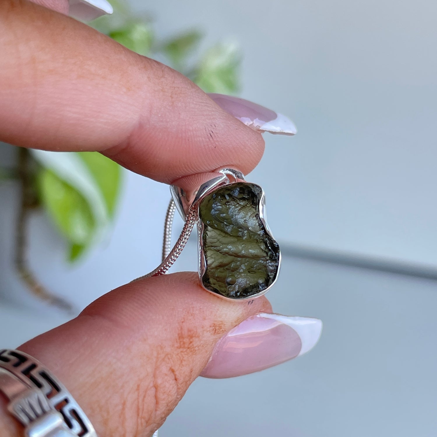 Moldavite Freeform Pendant